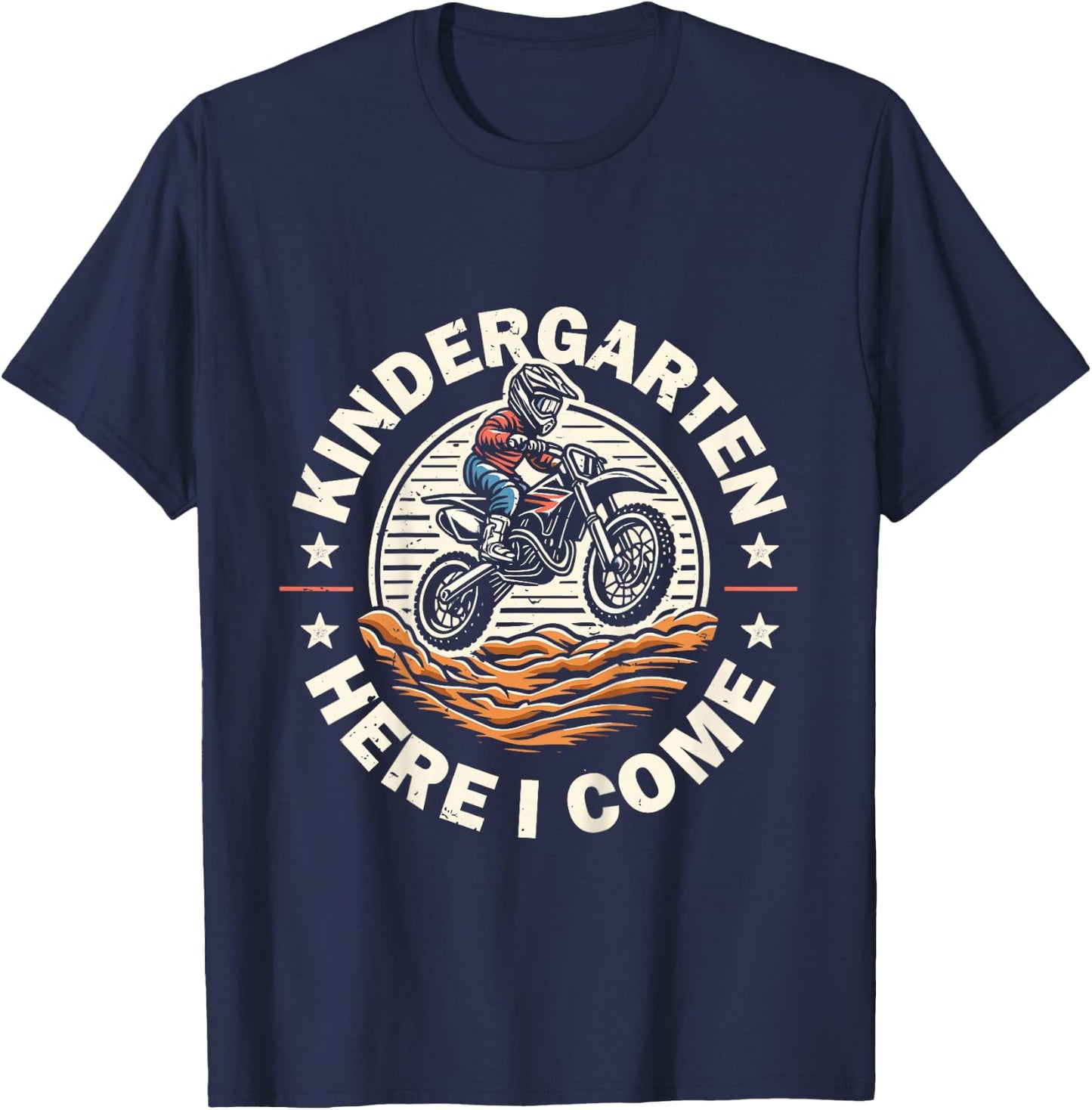 Back To School Kindergarten Here I Come Motocross Dirt Bike T-Shirt - T-Shirt | Navy