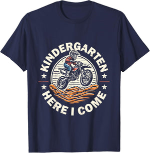 Back To School Kindergarten Here I Come Motocross Dirt Bike T-Shirt - T-Shirt | Navy