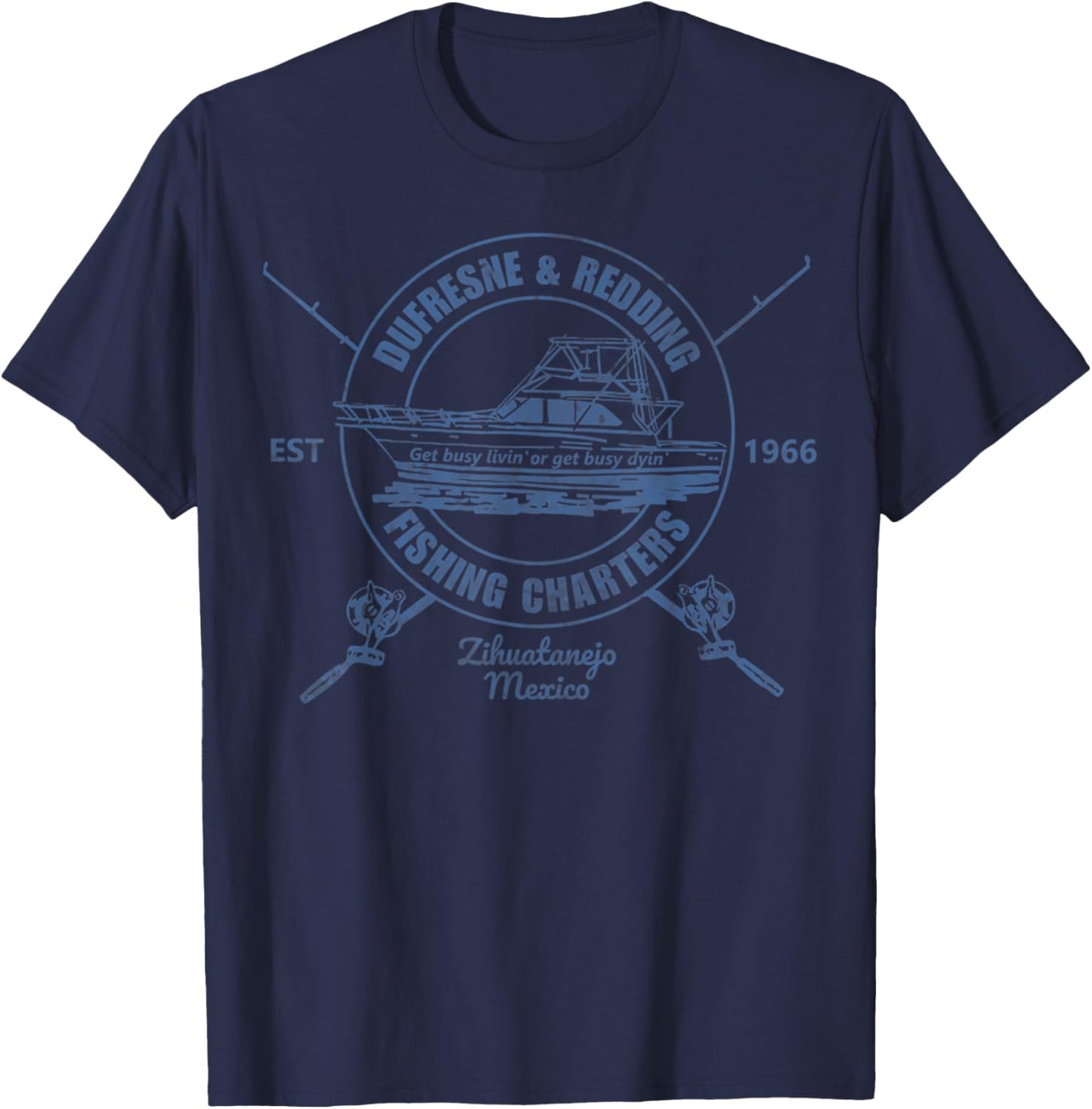 Retro Vintage Dufresne And Redding Fishing Charters Lover T-Shirt - T-Shirt | Navy