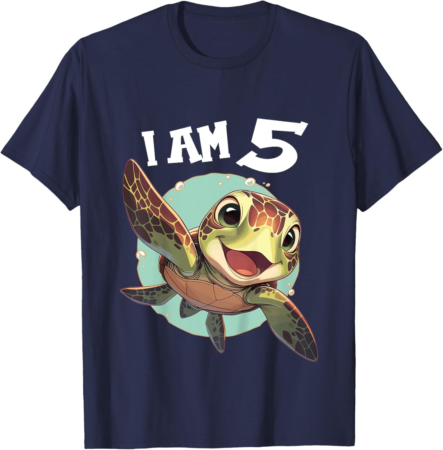 Kids 5 Years old 5 birthday Sea Turtles Boy Girl Sea Turtle T-Shirt - T-Shirt | Navy