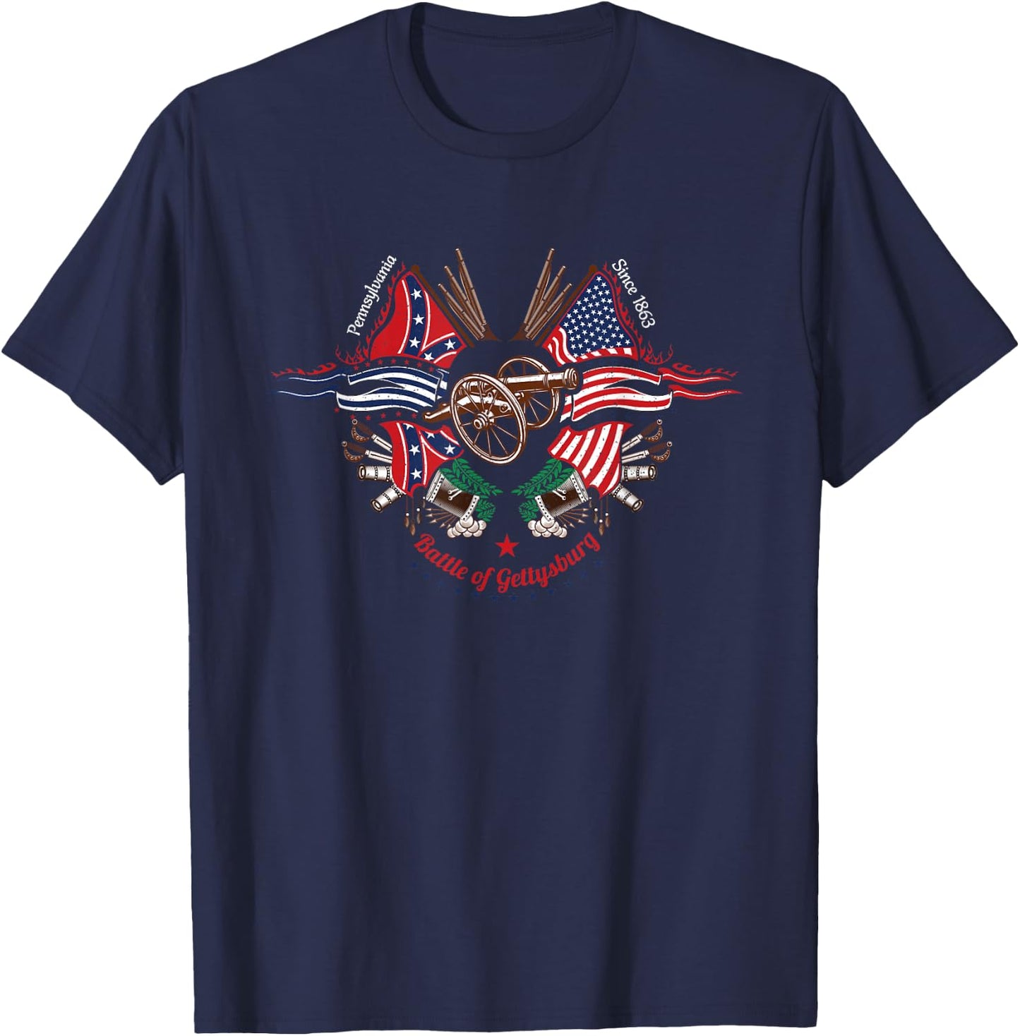 Vintage American Civil War Gettysburg Pennsylvania Souvenir T-Shirt - T-Shirt | Navy