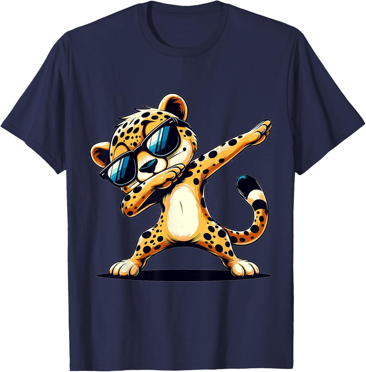 Dabbing Cheetah Sunglasses Cheetah Animal T-Shirt - T-Shirt | Navy