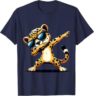 Dabbing Cheetah Sunglasses Cheetah Animal T-Shirt - T-Shirt | Navy