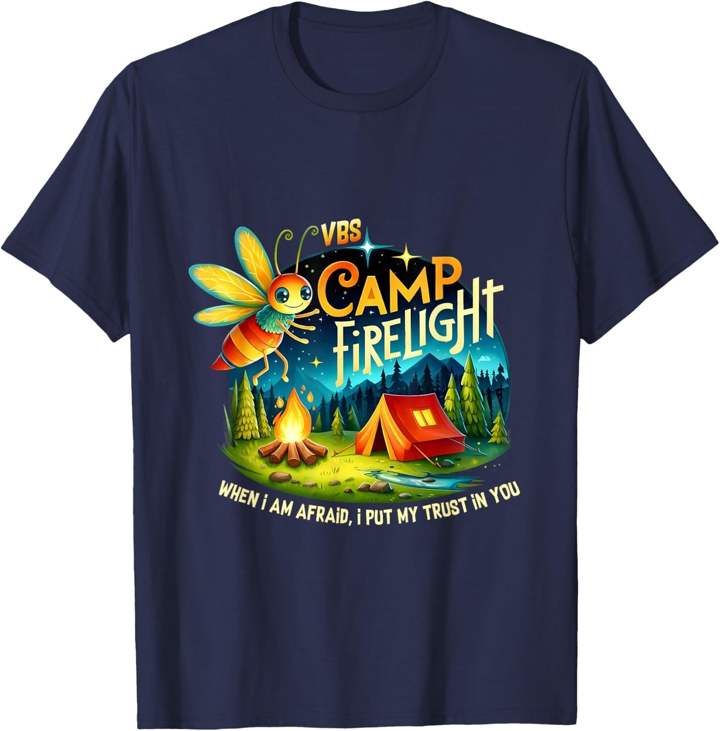 VBS Camp Firework 2024 Camp Firelight Vacation Bible School T-Shirt - T-Shirt | Navy