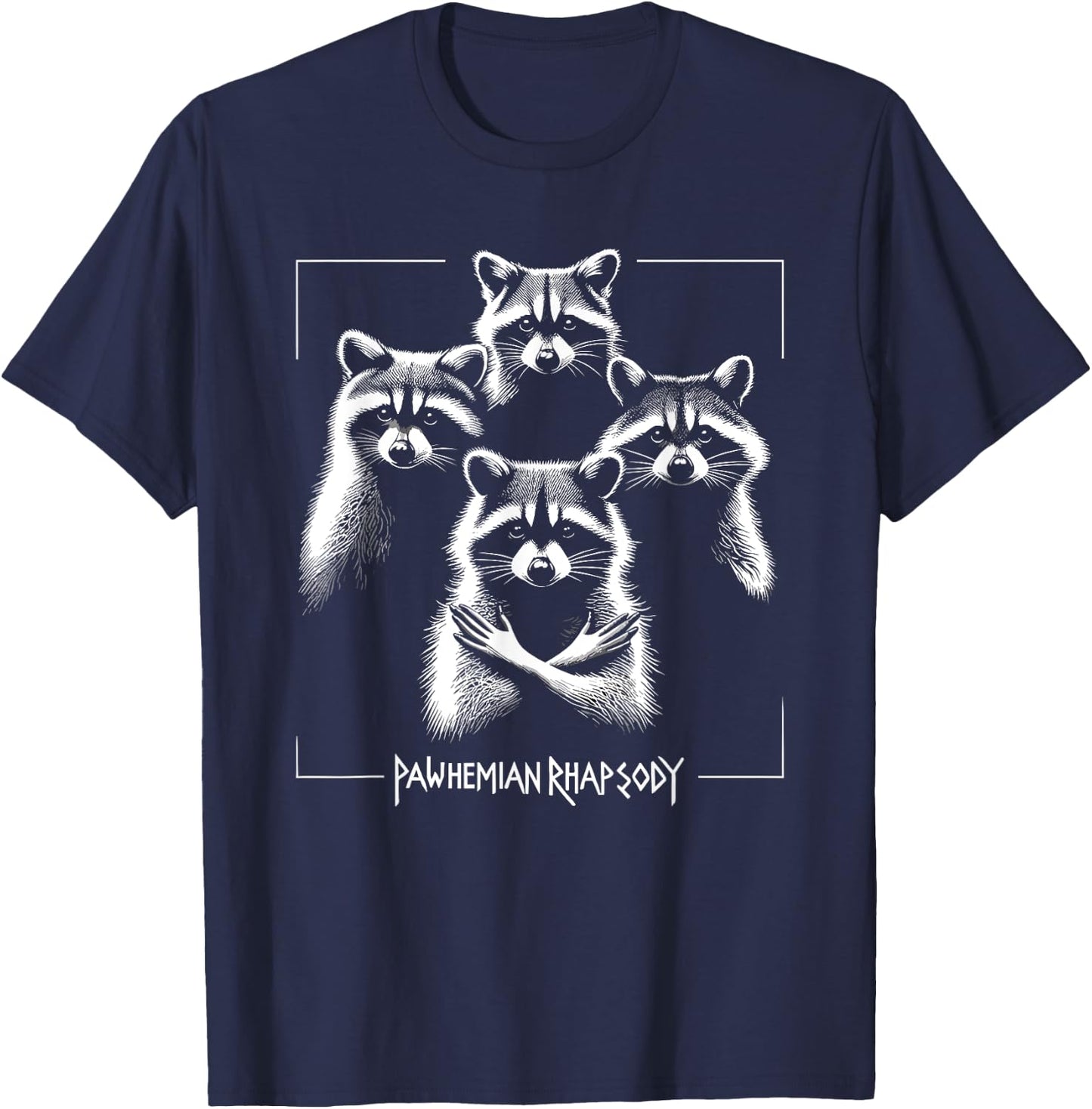 Retro Raccoon Rock Music Concert Band Novelty Funny Raccoon T-Shirt - T-Shirt | Navy