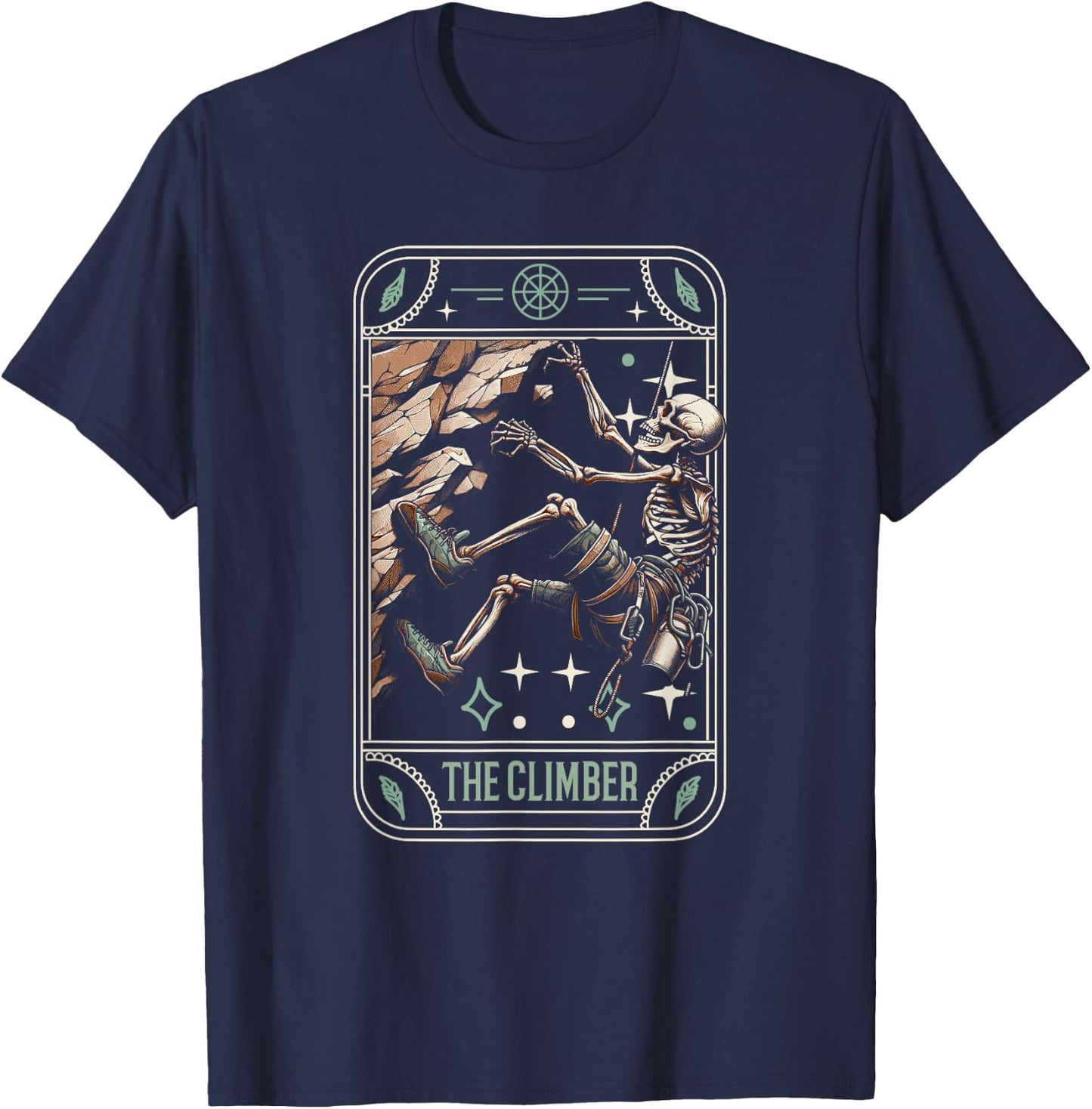Climber Bouldering - Climb Rock Climbing Skeleton Tarot Card T-Shirt - T-Shirt | Navy