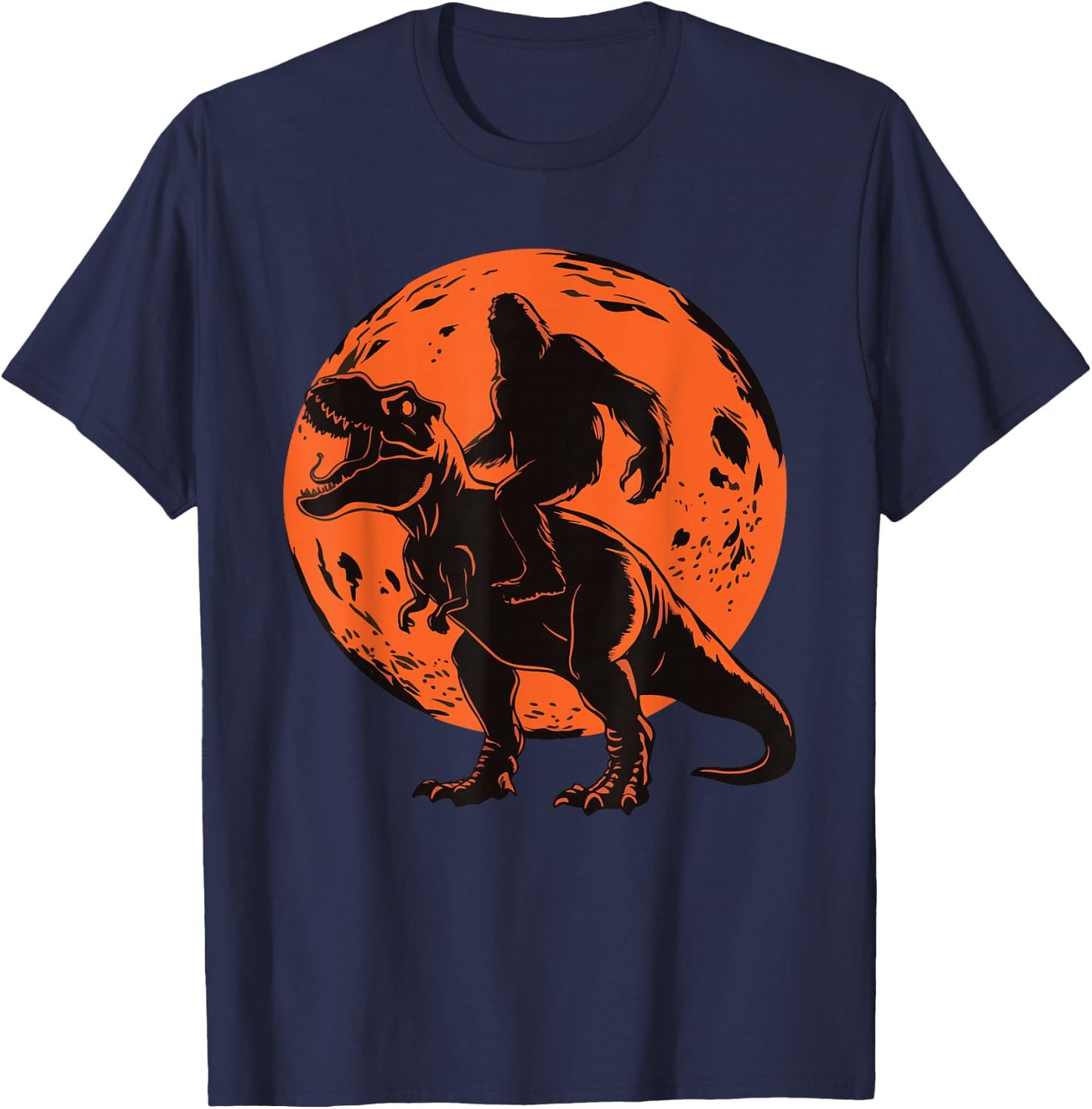 Bigfoot Riding T Rex T-Shirt - T-Shirt | Navy