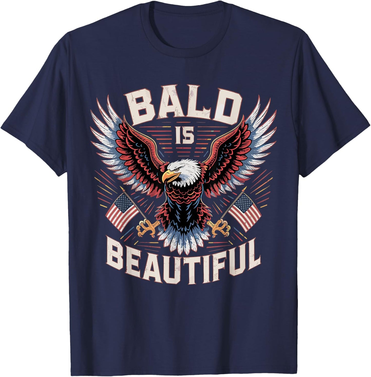 Bald is Beautiful American Bald Eagle USA Flag Kids Men T-Shirt - T-Shirt | Navy