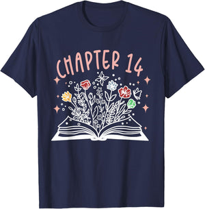 Chapter 14th Birthday Bookworm 14 Years Old For Book Loves T-Shirt - T-Shirt | Navy