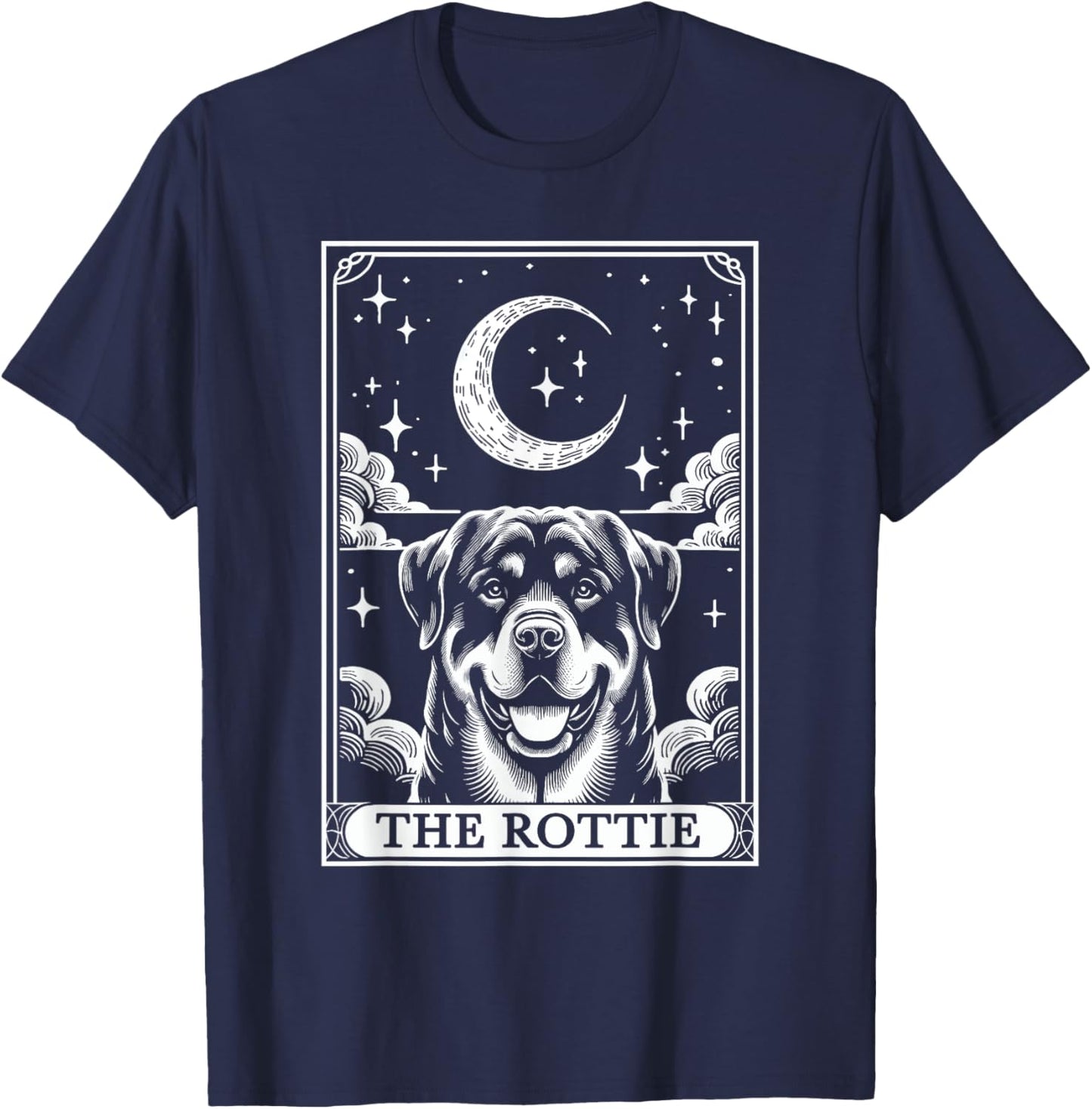 Tarot Card Vintage Crescent Moon Rottweiler Rottie Dog Mom Women Kids T-Shirt - T-Shirt | Navy
