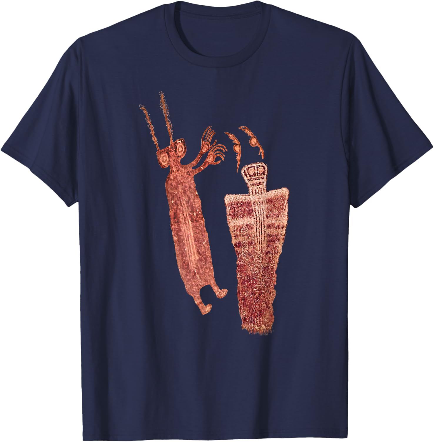 Ghost & Shaman Petroglyphs. T-Shirt - T-Shirt | Navy