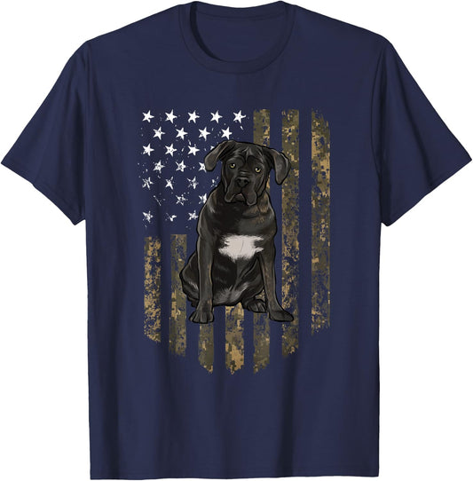 Camo American Flag Cane Corso 4th Of July USA T-Shirt - T-Shirt | Navy