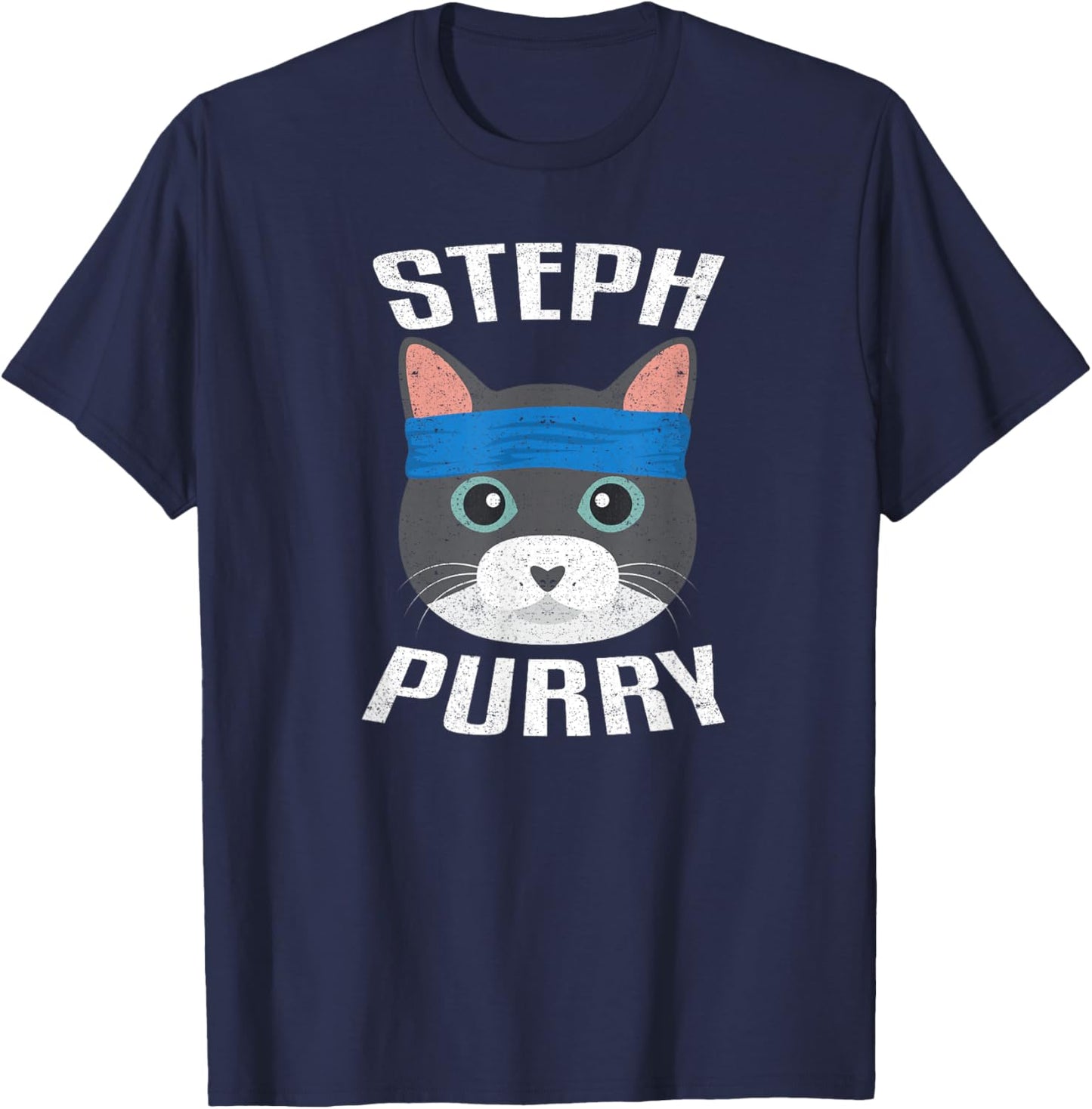 Steph Purry Cat - Funny Basketball Shirt T-Shirt - T-Shirt | Navy