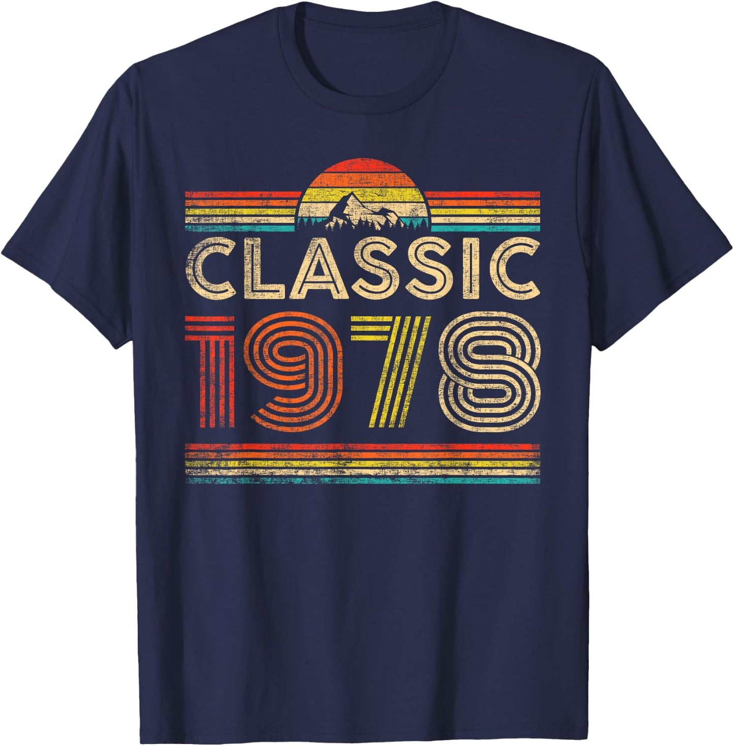 Classic 1978 Vintage 1978 Classic Year Men Women Birthday T-Shirt - T-Shirt | Navy