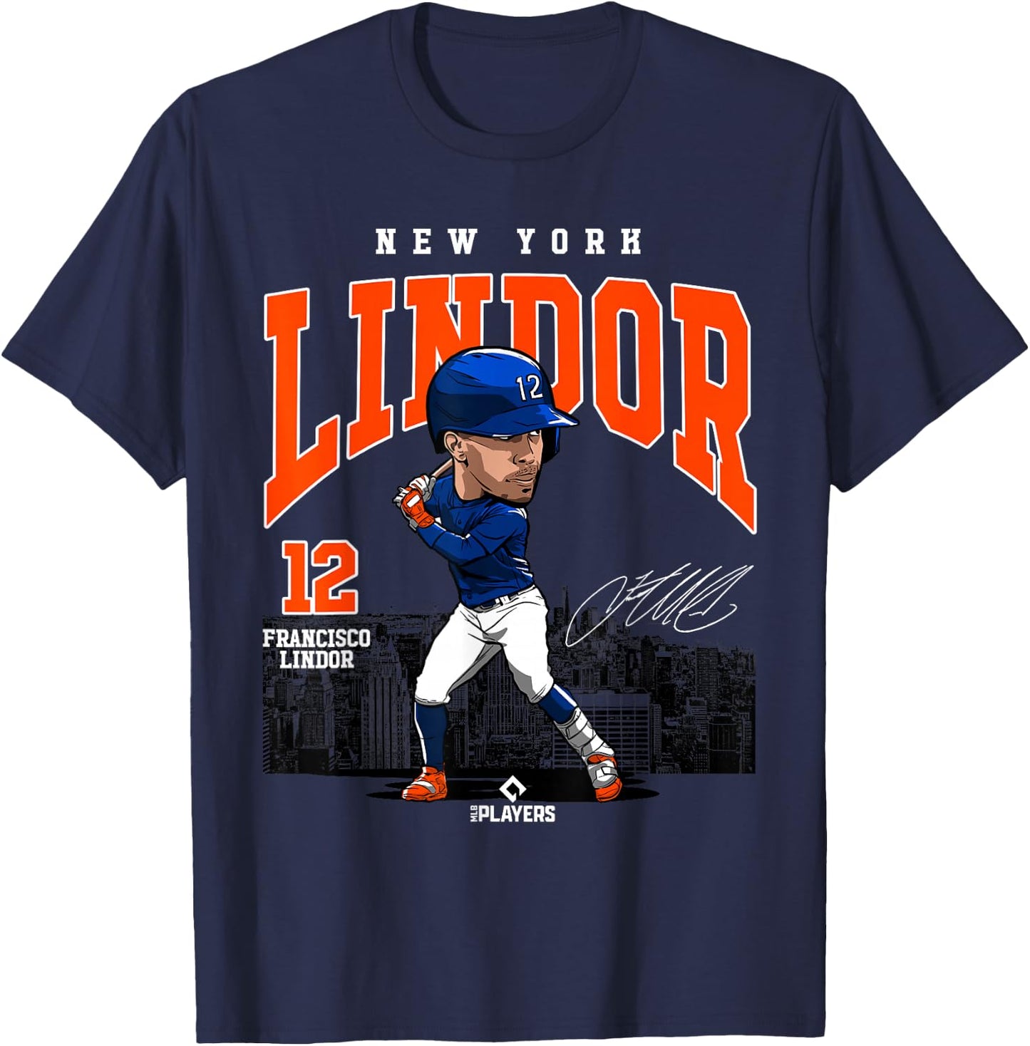 Francisco Lindor | New York Baseball MLB Player | MLBLIN4009 T-Shirt - T-Shirt | Navy