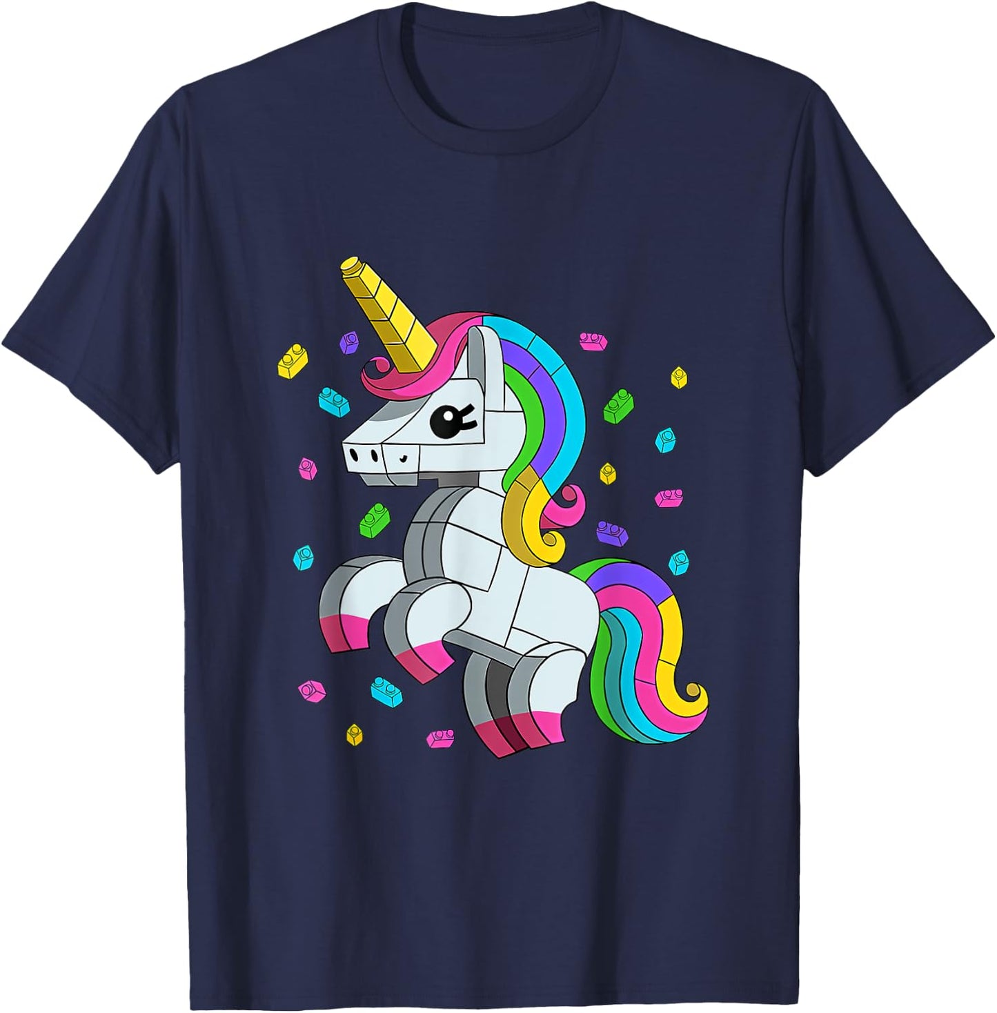 Unicorn Lover Master Builder Bricks Blocks Toys T-Shirt - T-Shirt | Navy