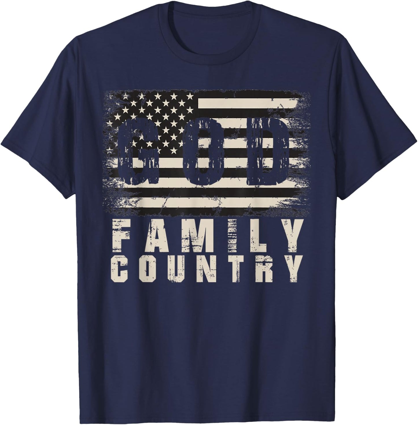 God Family Country Patriotic Proud Soldier USA Memorial Day T-Shirt - T-Shirt | Navy