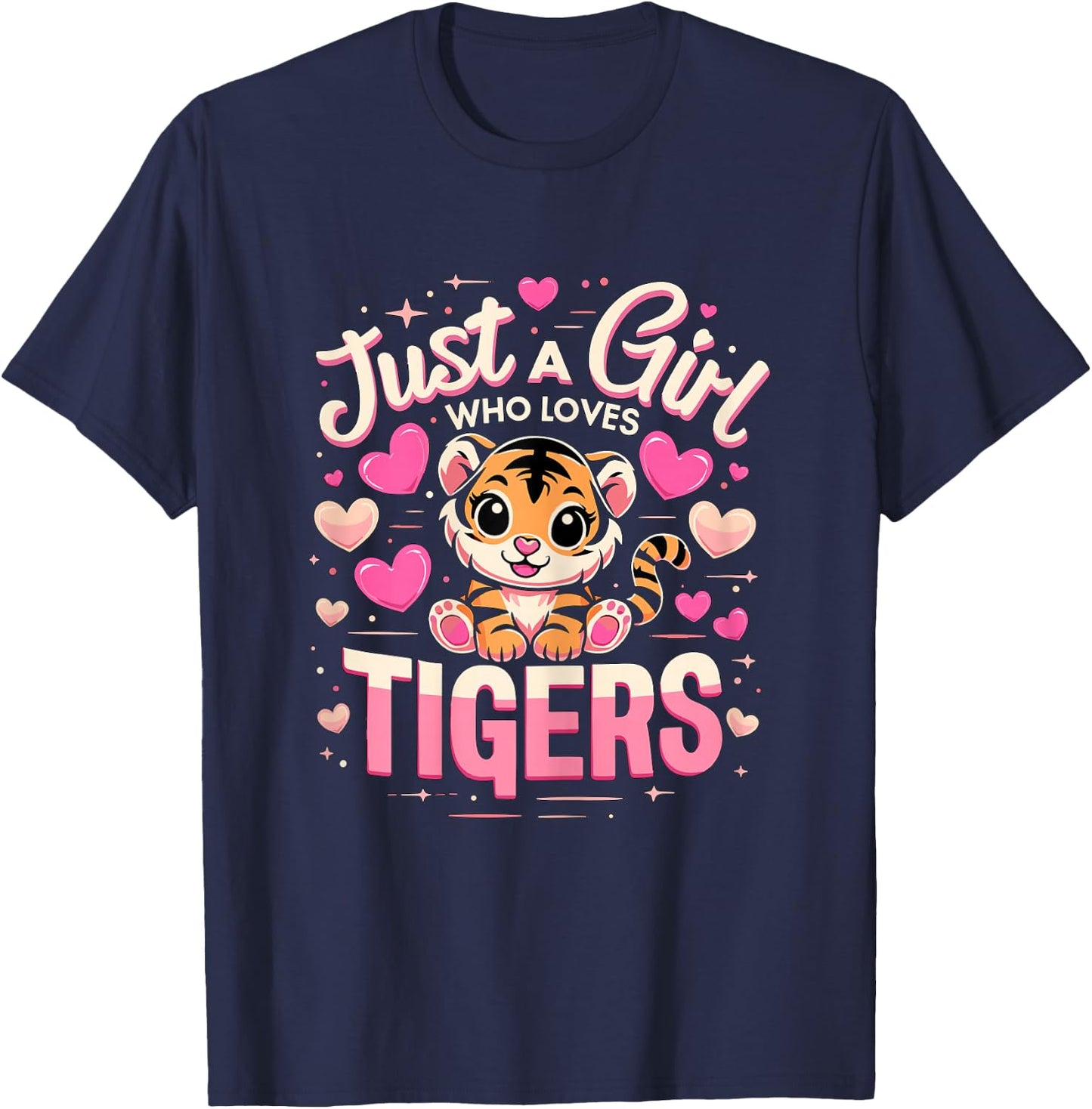 Just a Girl who loves Tigers T-Shirt - T-Shirt | Navy