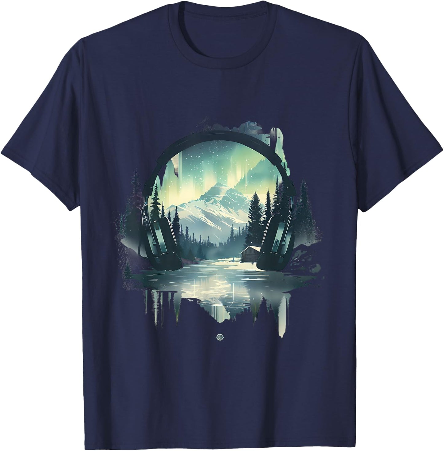 Headphones Music DJ Beatmaker Nature Dance Music House Music T-Shirt - T-Shirt | Navy