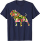 Cute Silhouette Of Pitbull Dog Hawaiian Floral Summer Vibes T-Shirt - T-Shirt | Navy