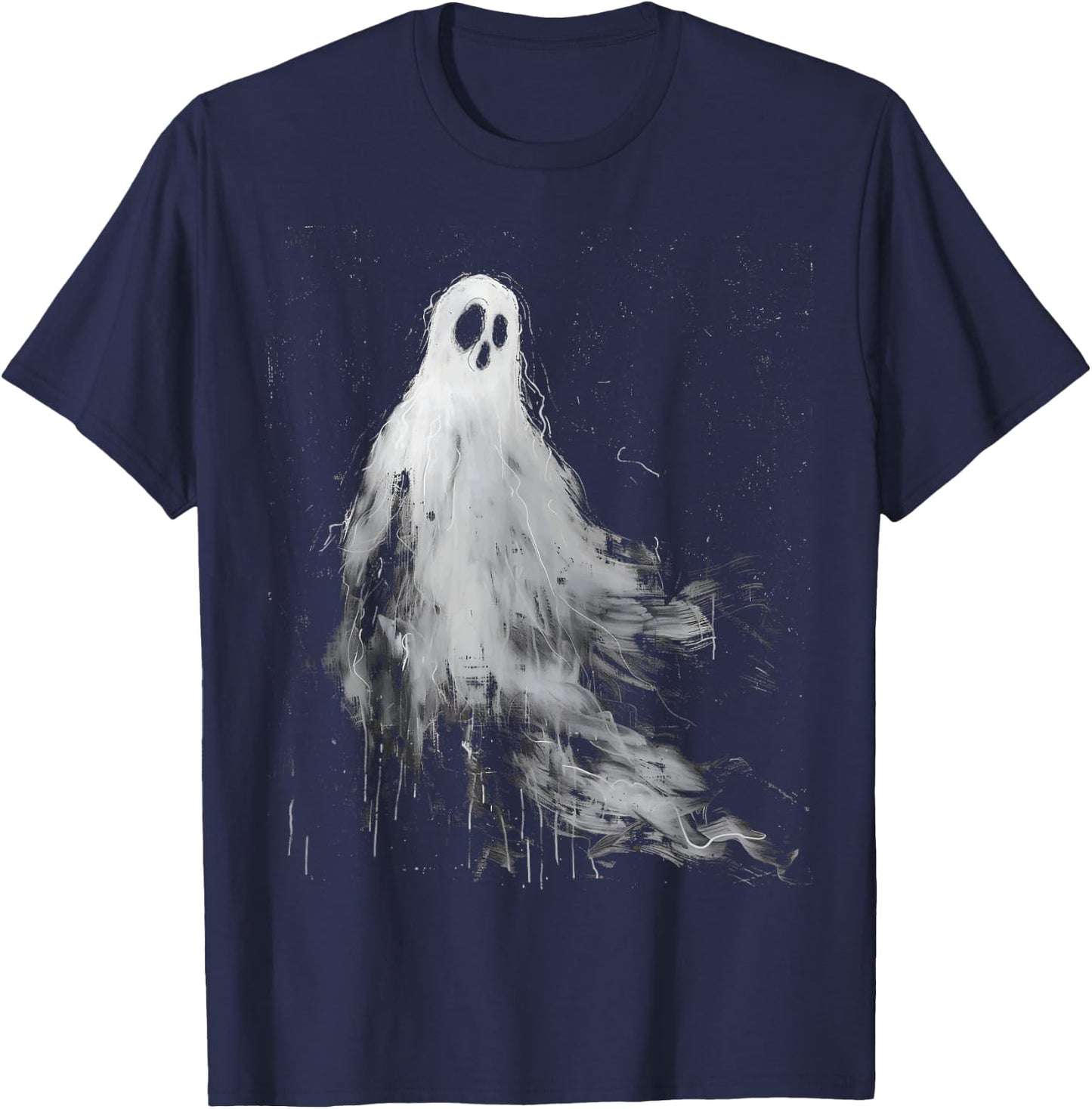 Spirit Ghost Horror Spooky Scary Halloween Grunge Aesthetic T-Shirt - T-Shirt | Navy