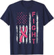 Fight Breast Cancer Awareness Pink Ribbon American Flag T-Shirt - T-Shirt | Navy