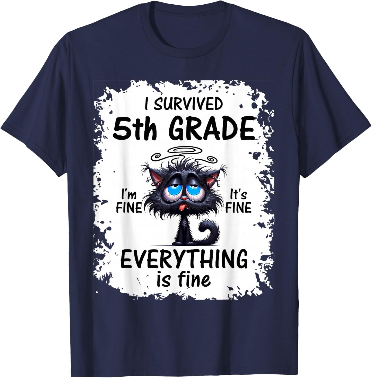 Fifth 5th Grade Grad 2026 I Survived 5th Grade T-Shirt - T-Shirt | Navy