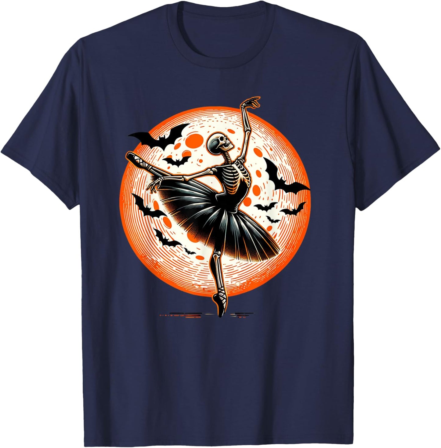 Vintage Dancing Skeleton Ballet Dance Halloween Women Girl T-Shirt - T-Shirt | Navy