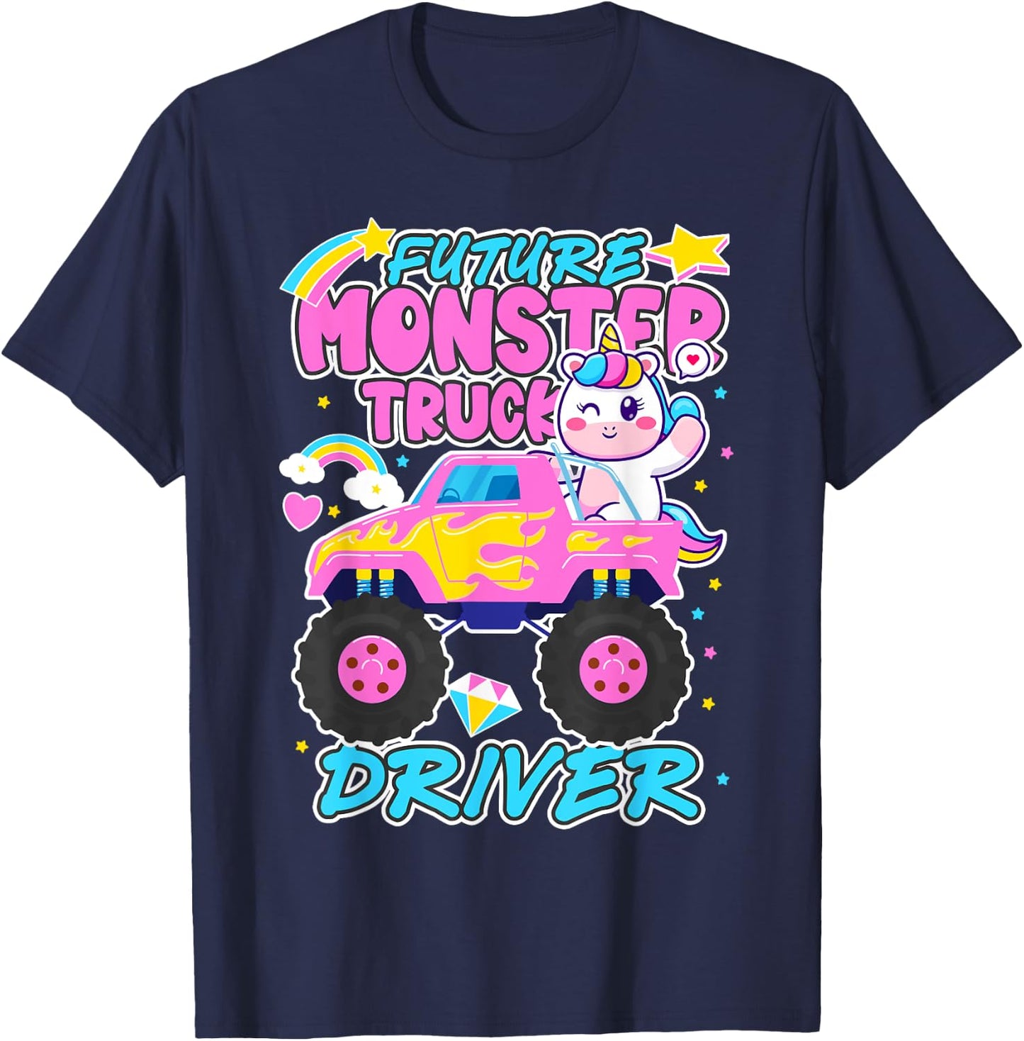 Future Monster Trucks Driver Funny Monster Trucking Lovers T-Shirt - T-Shirt | Navy
