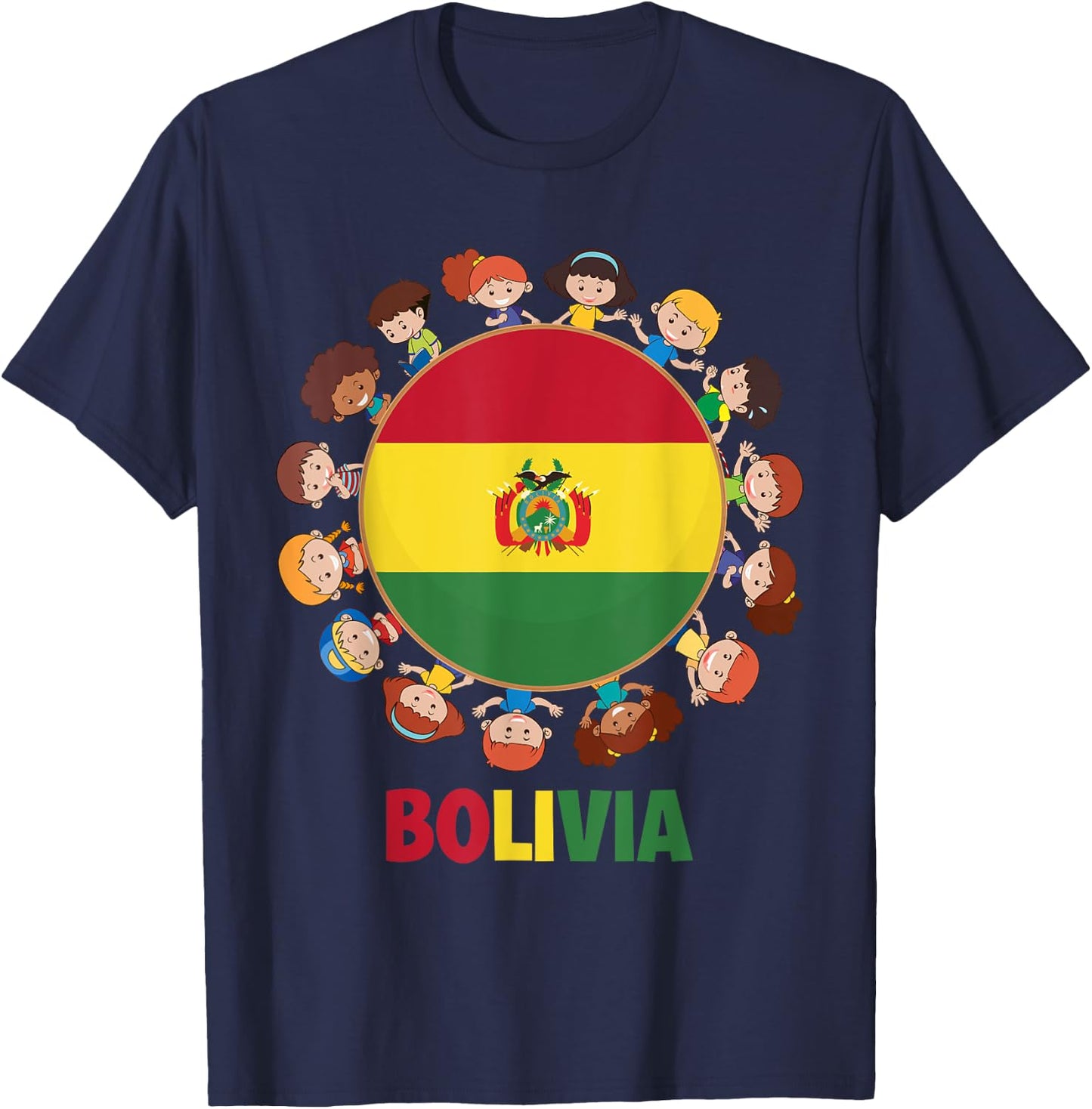 Bolivian Flag Hispanic Heritage Month Bolivia Kids Boy Girls T-Shirt - T-Shirt | Navy