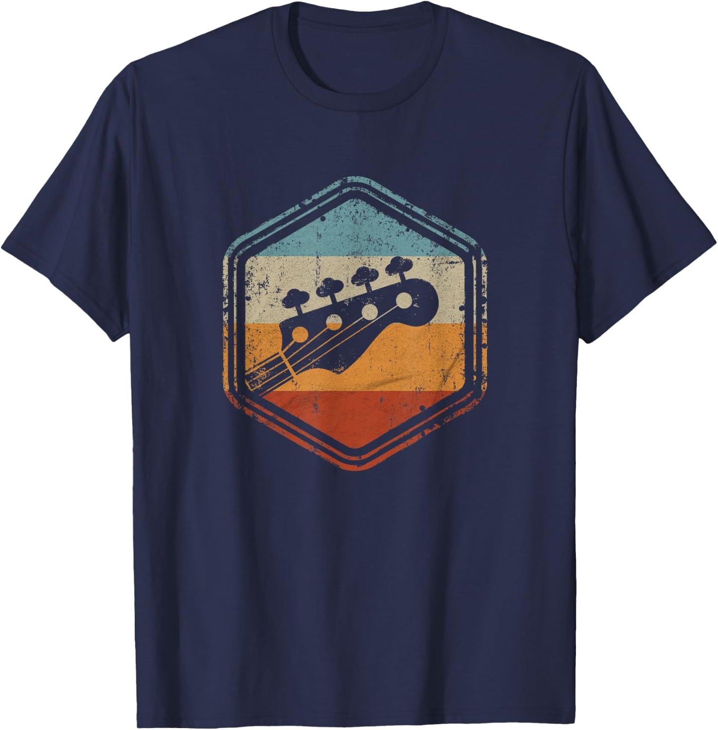Bass Guitar Vintage Headstock for Bass Player Bassist T-Shirt - T-Shirt | Navy