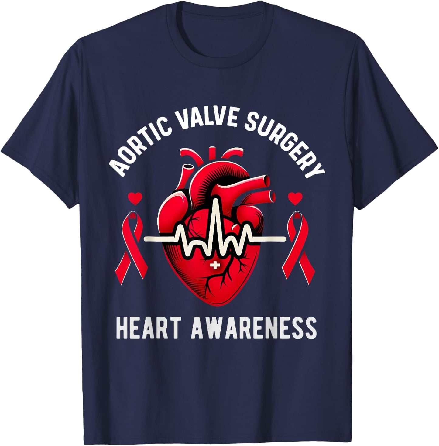 Heart Valve Surgery Shirt Heart Awareness T-Shirt - T-Shirt | Navy