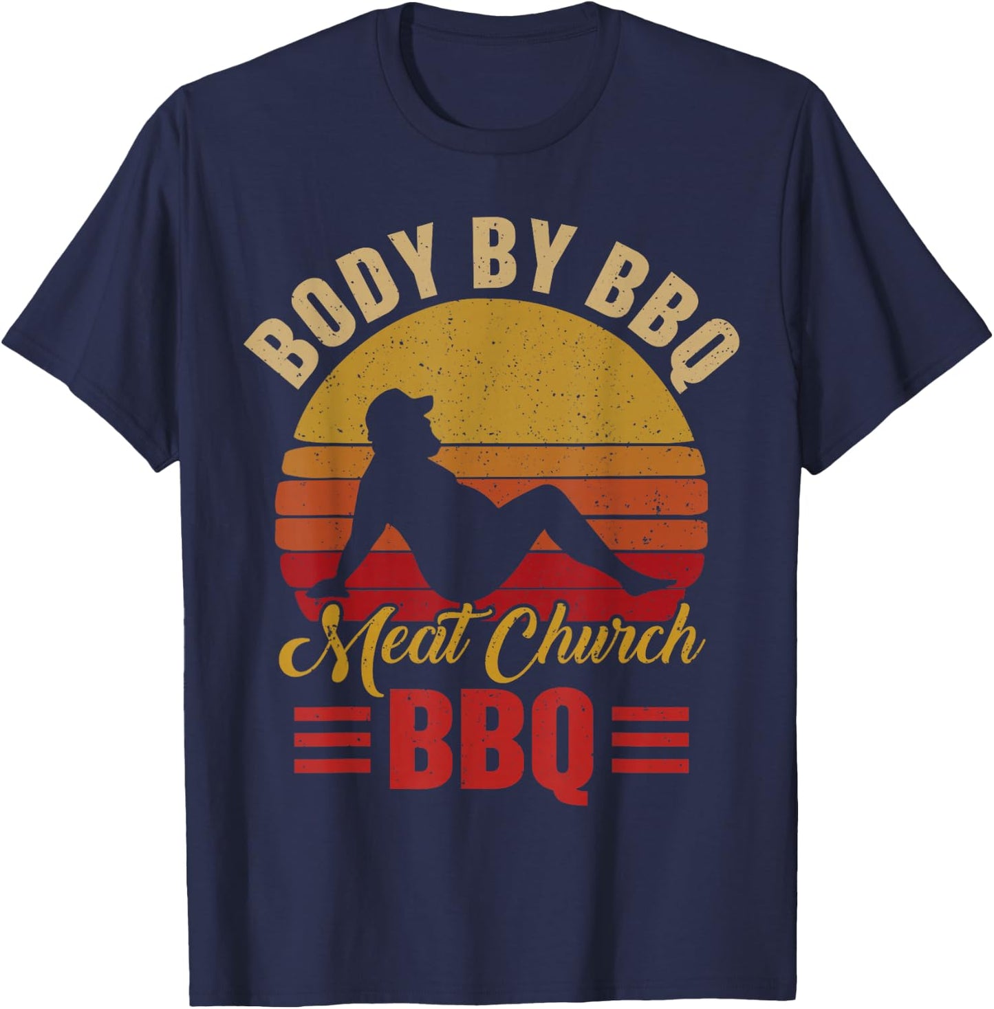 Body by BBQ Vintage Meat Church Grilling Barbecue T-Shirt - T-Shirt | Navy