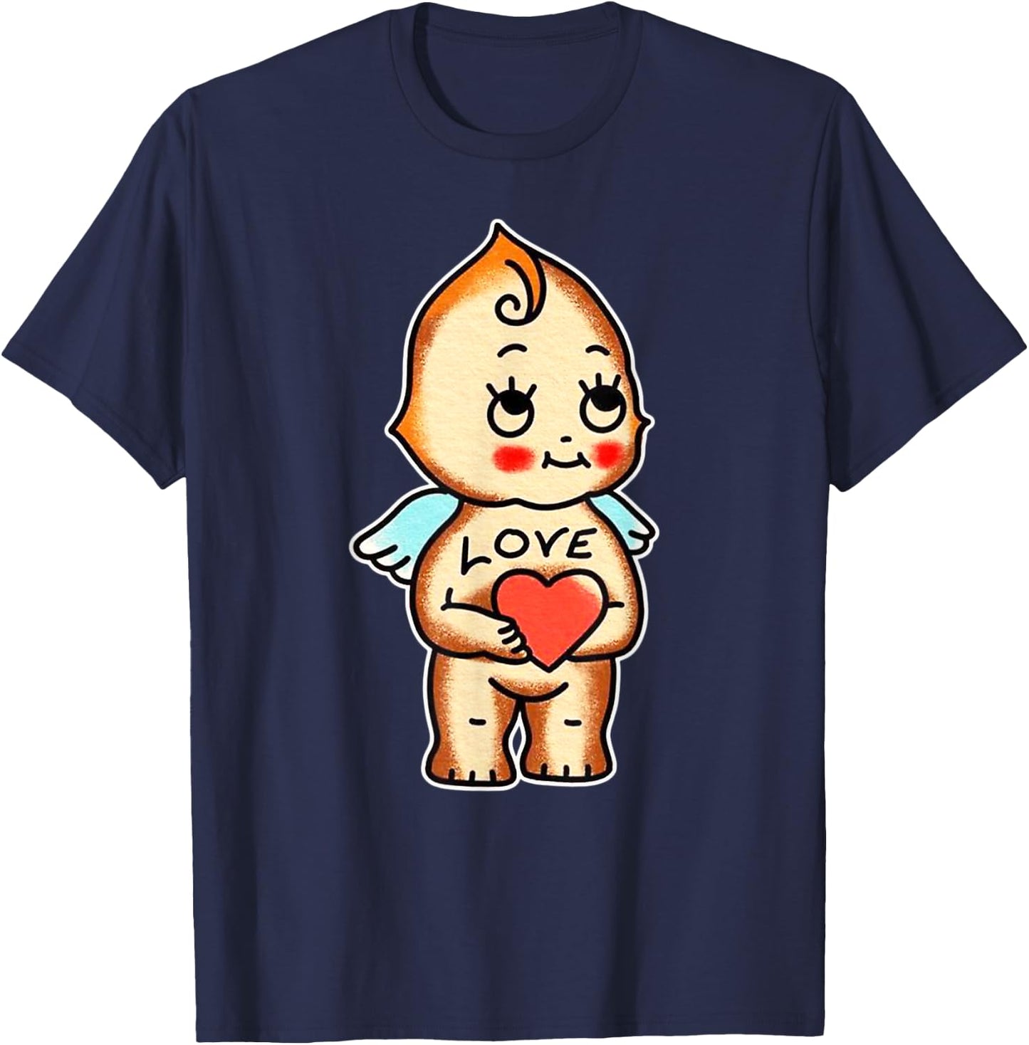 Urban Empyre Kewpie Baby Angel Cherub Cupid Love Traditional Tattoo Flash , Small T-Shirt - T-Shirt | Navy