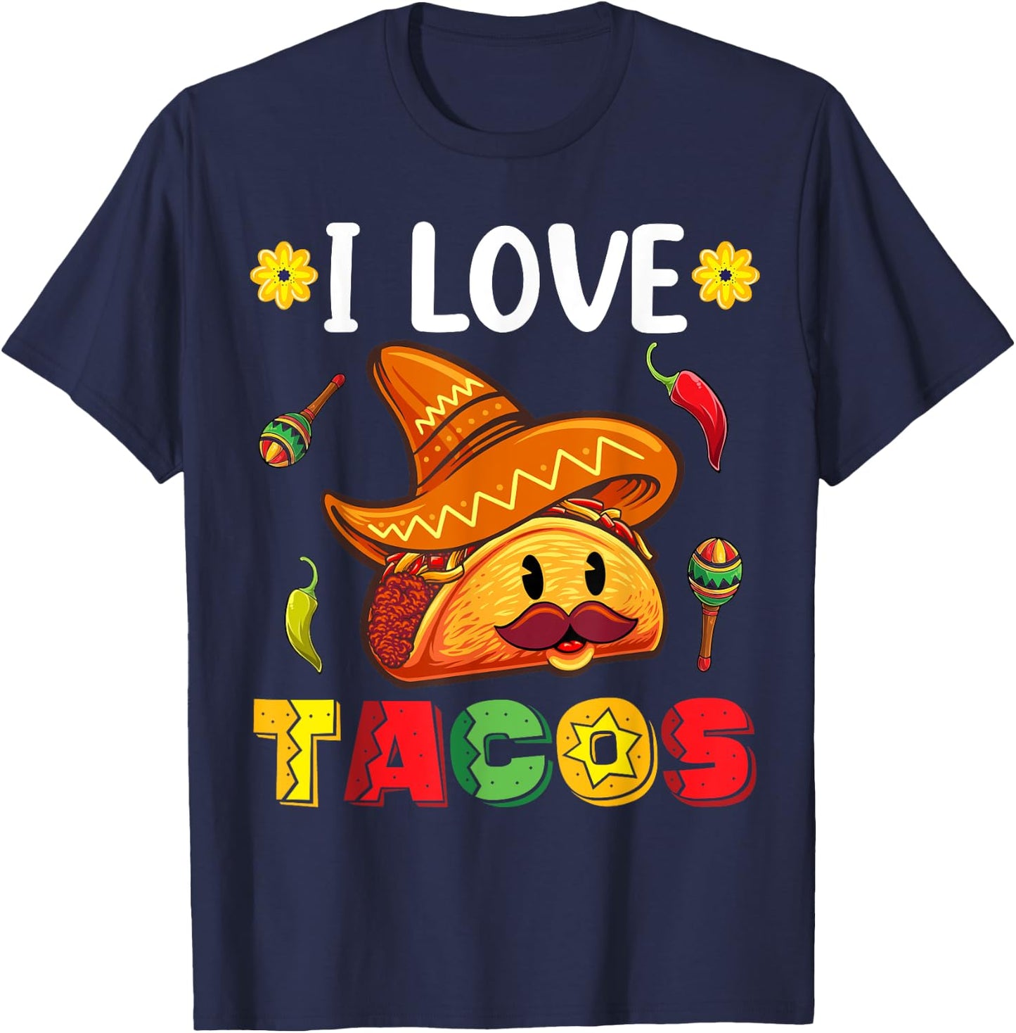 Kids Cinco De Mayo Shirt For Toddlers, I Love Tacos T-Shirt - T-Shirt | Navy
