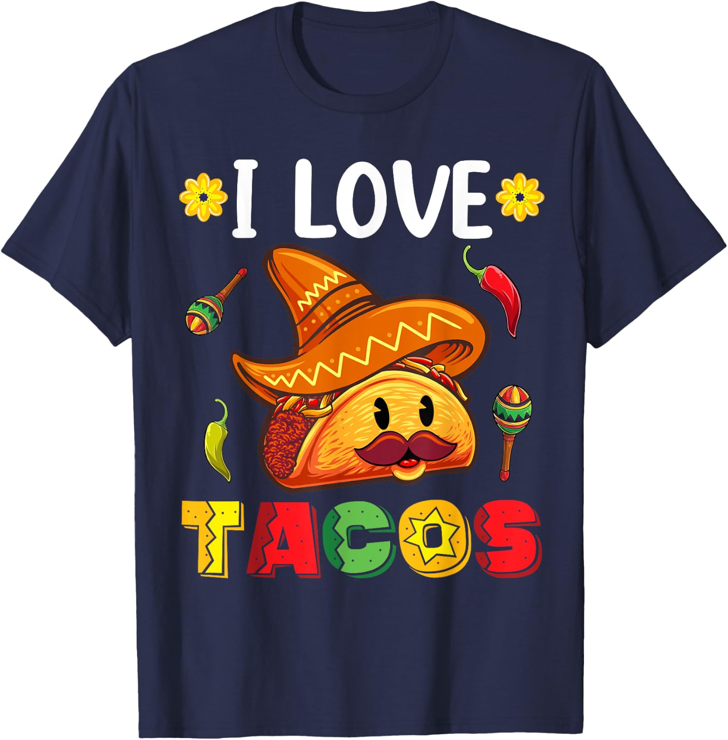 Kids Cinco De Mayo Shirt For Toddlers, I Love Tacos T-Shirt - T-Shirt | Navy