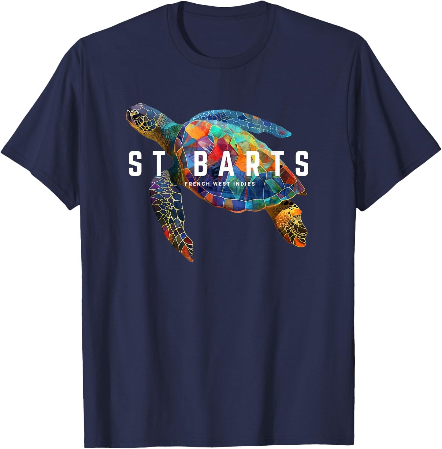 St Barts Caribbean Vintage St. Barths Ocean Sea Turtle T-Shirt - T-Shirt | Navy