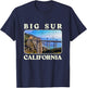 Vintage Bixby Bridge Landscape California Big Sur Travel T-Shirt - T-Shirt | Navy
