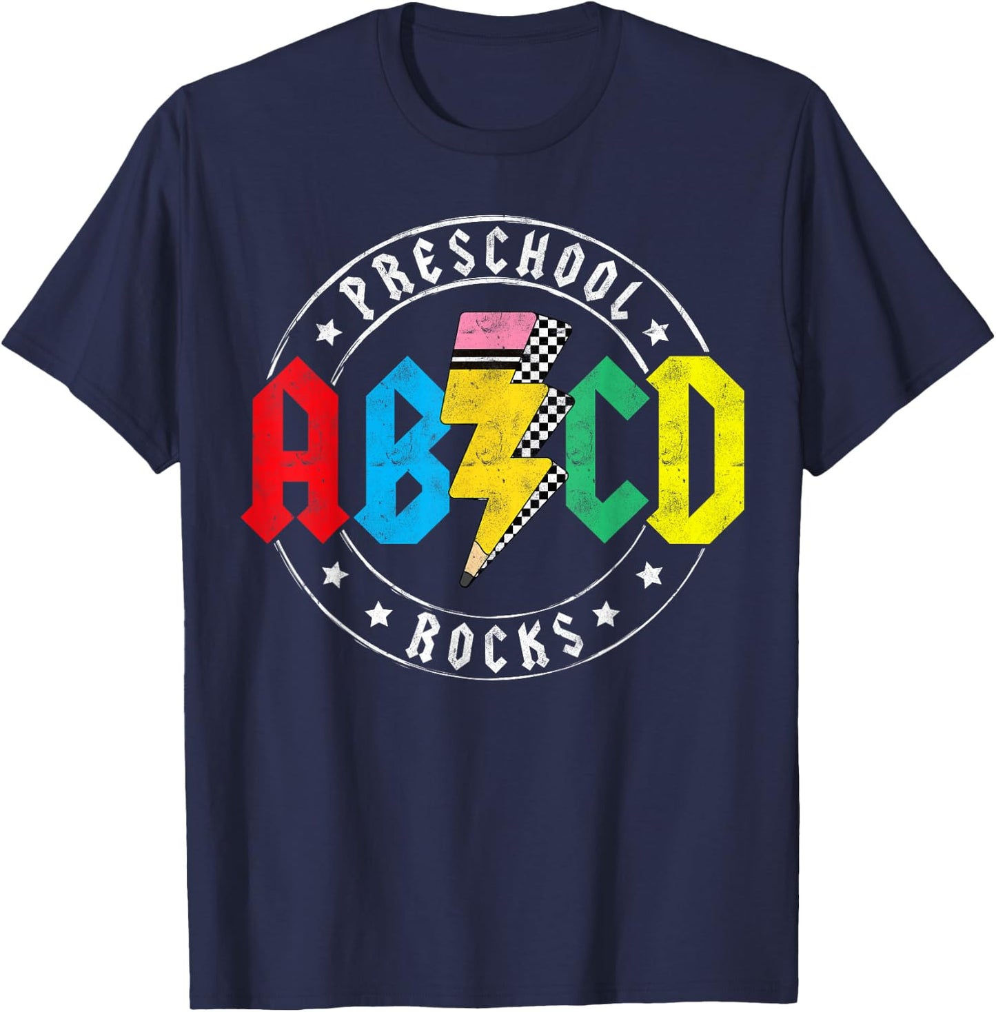 ABCD Preschool Rocks 1st Day Pre-K Teacher Back To School T T-Shirt - T-Shirt | Navy