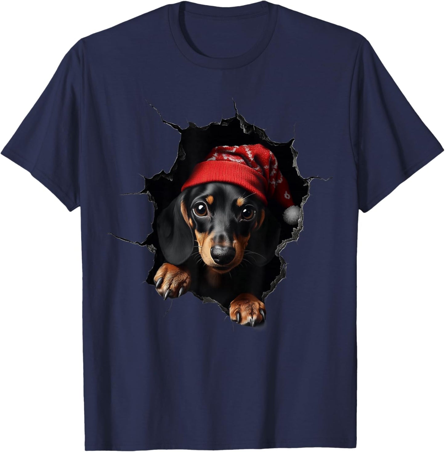 Funny Christmas Dog Lover Dog Owner Xmas Dachshund Dogs T-Shirt - T-Shirt | Navy
