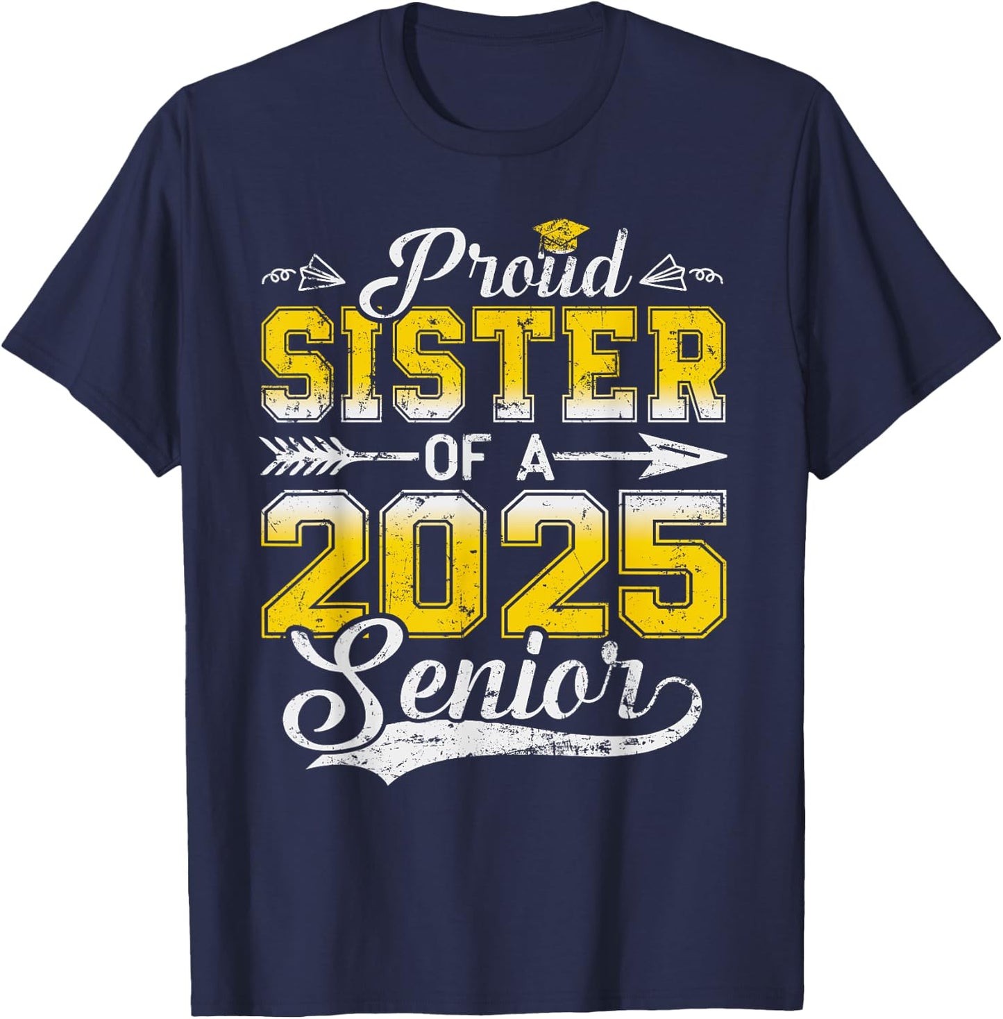Proud Mom of a 2025 Senior Graduate, Funny Vintage T-Shirt - T-Shirt | Navy