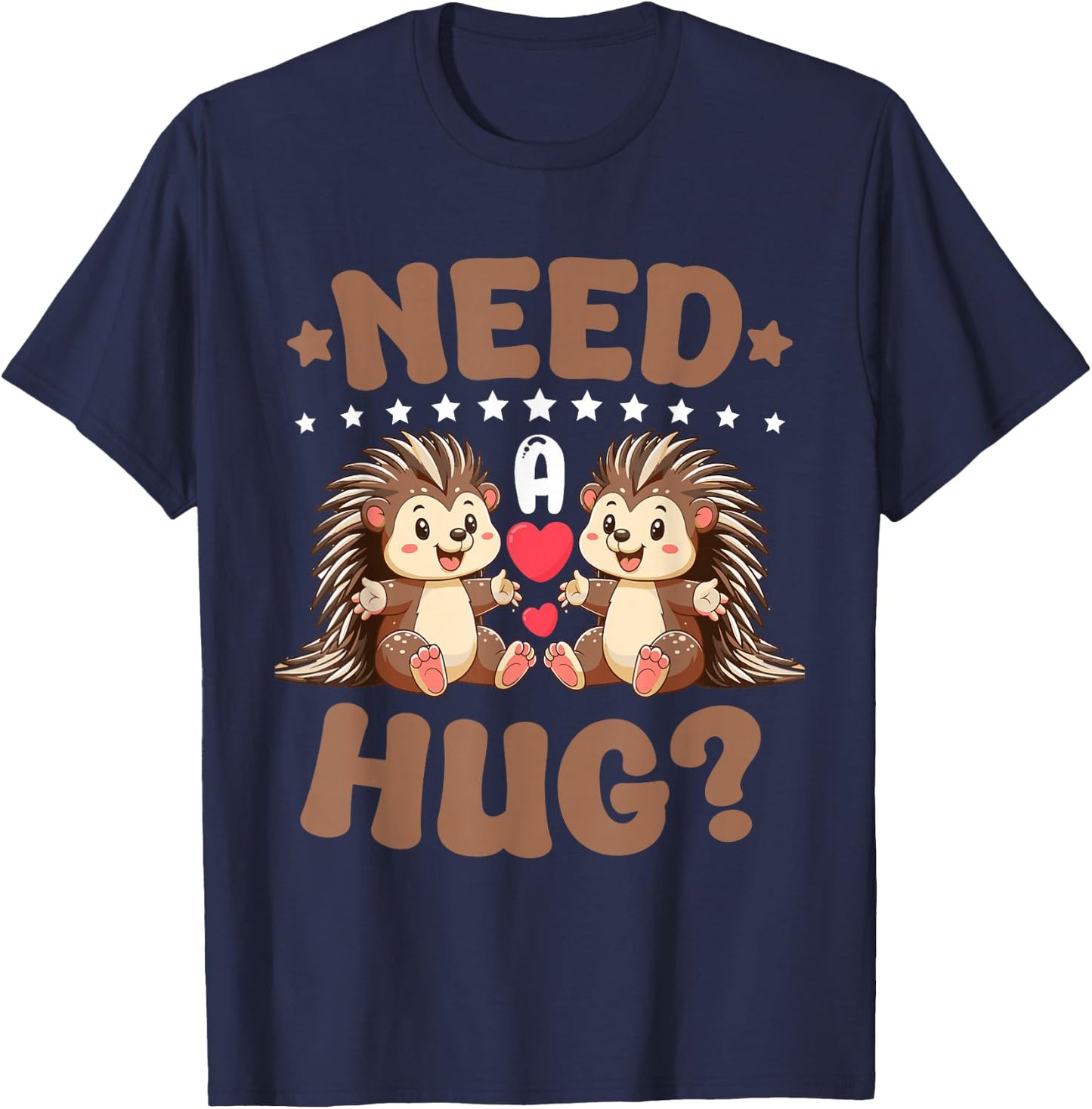 Porcupine Need A Hug T-Shirt - T-Shirt | Navy