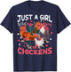 Girl Who Loves Chickens Farmer Animal Farm For Chicken Girls T-Shirt - T-Shirt | Navy