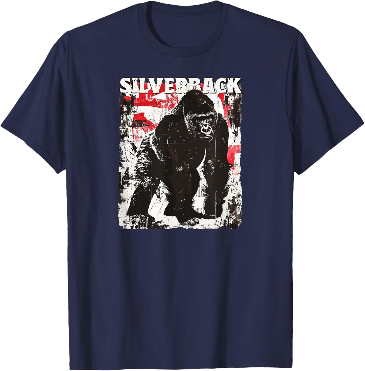 Gorilla Face Monkey Angry Growling Scary Silverback Gorilla T-Shirt - T-Shirt | Navy