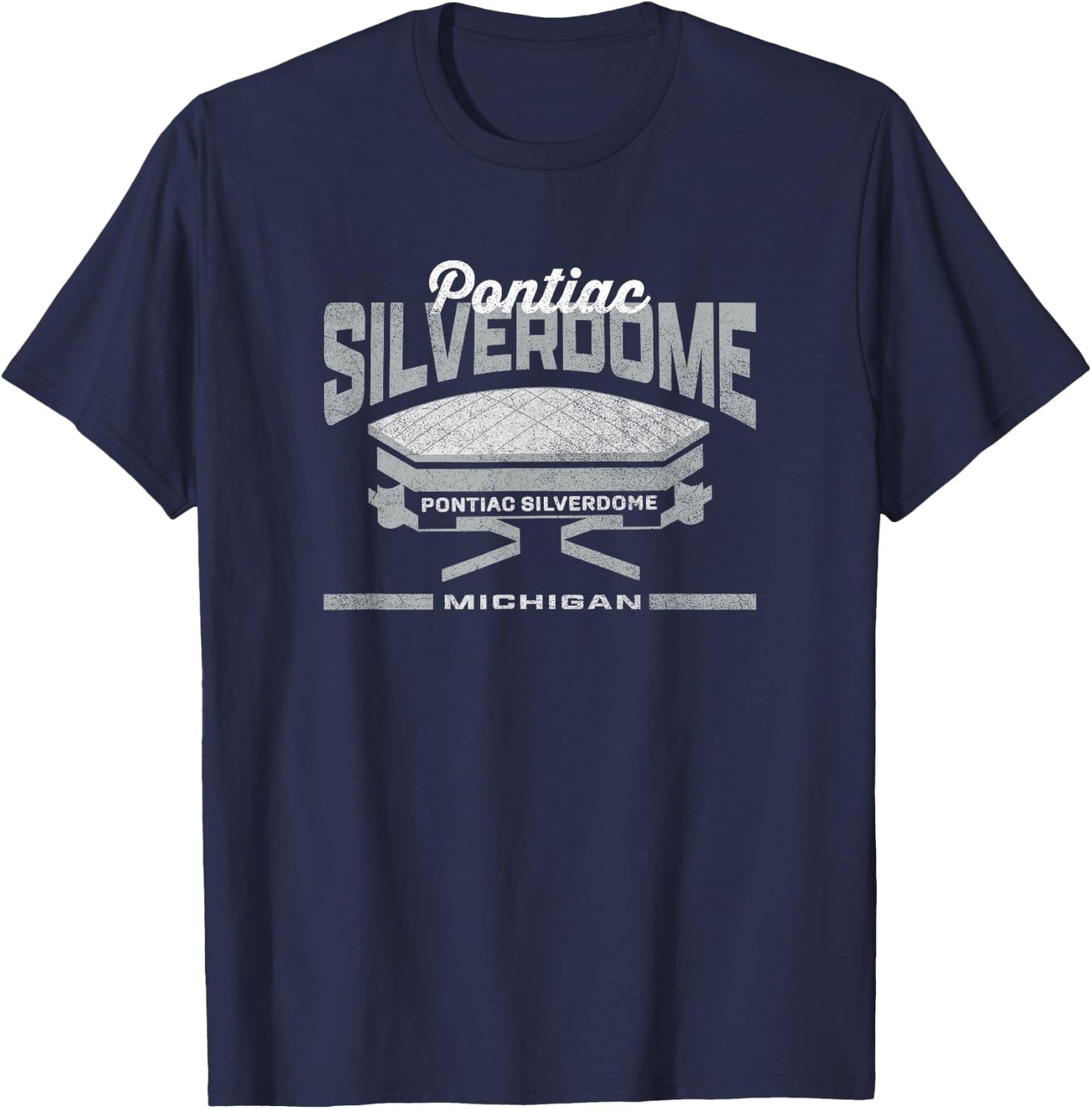 Pontiac MI Silverdome Retro Football Vintage Stadium Detroit T-Shirt - T-Shirt | Navy
