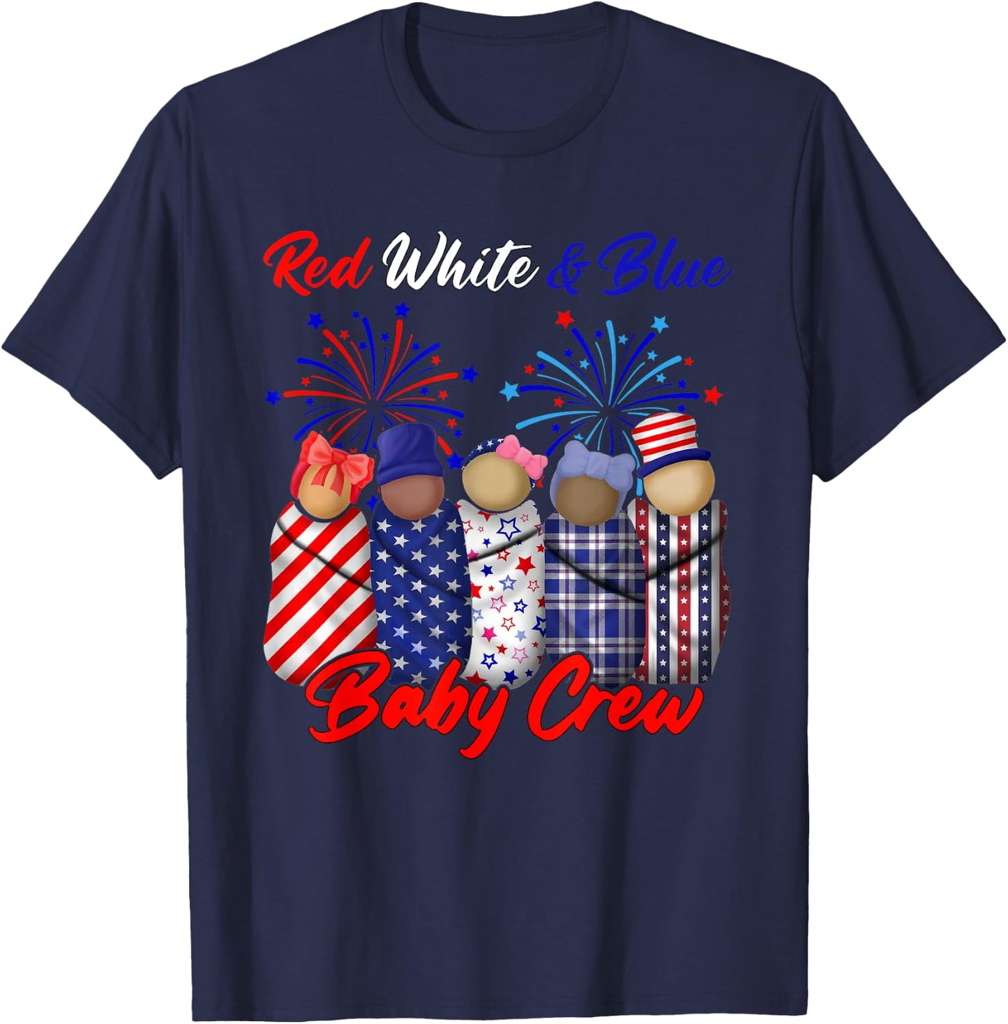 Red White And Blue Baby Crew 4th Of July Nicu Nurse T-Shirt - T-Shirt | Navy