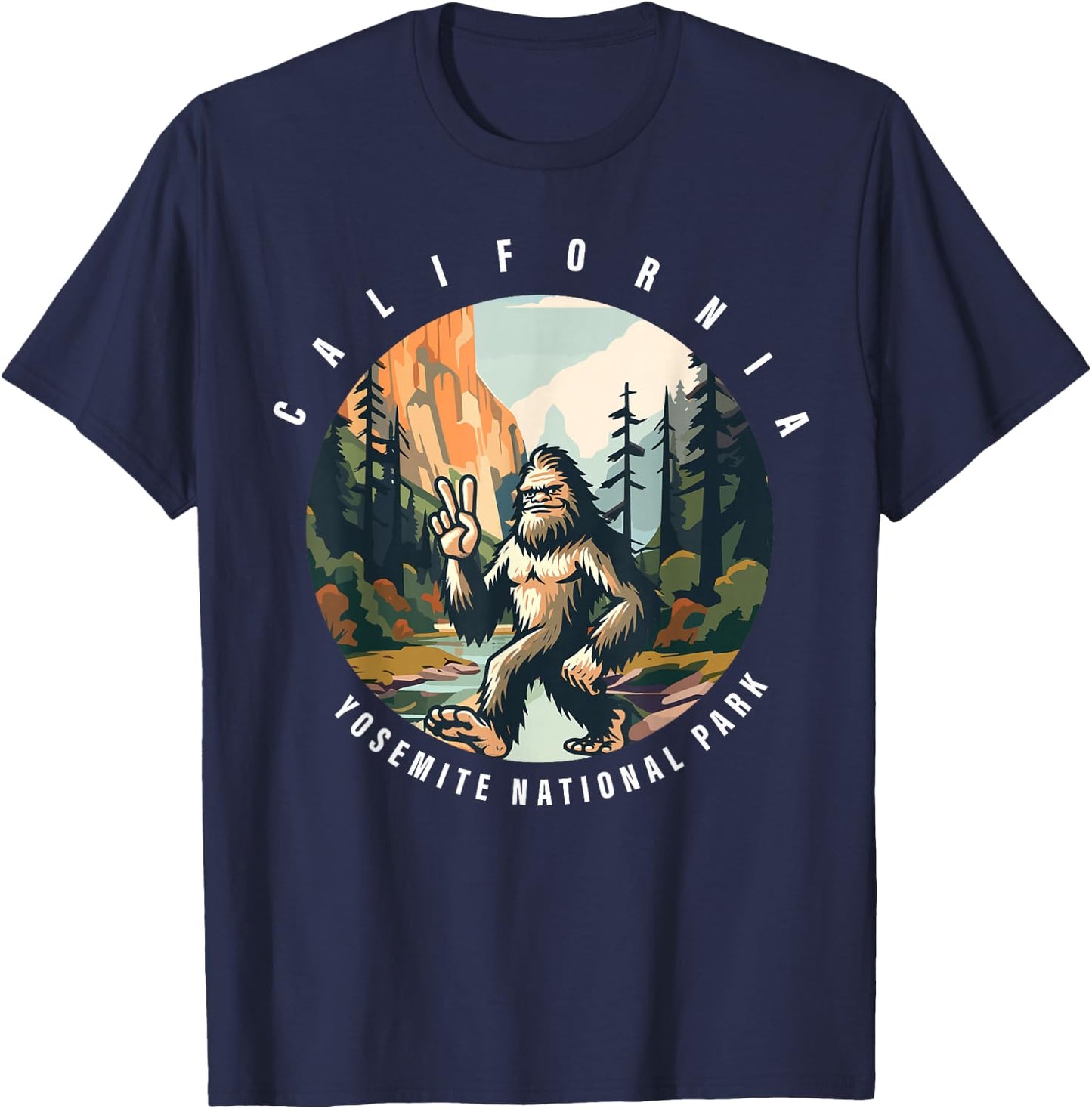 Bigfoot Sasquatch Yosemite National Park T-Shirt - T-Shirt | Navy