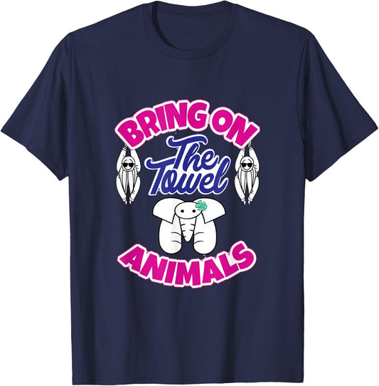 Bring on the Towel Animals- Women's Cruise Accessory T-Shirt - T-Shirt | Navy
