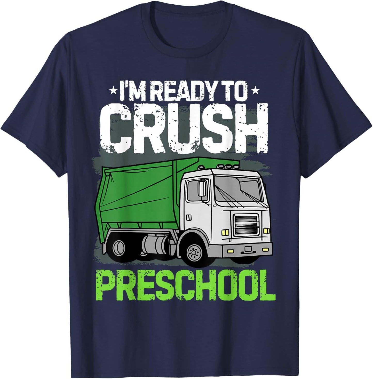Back To School First Day Of Preschool Garbage Truck Boys T-Shirt - T-Shirt | Navy