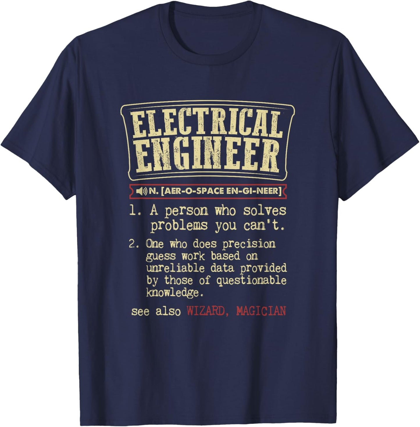 Electrical Engineer Apparel Gift Black Modern Casual T-Shirt - T-Shirt | Navy
